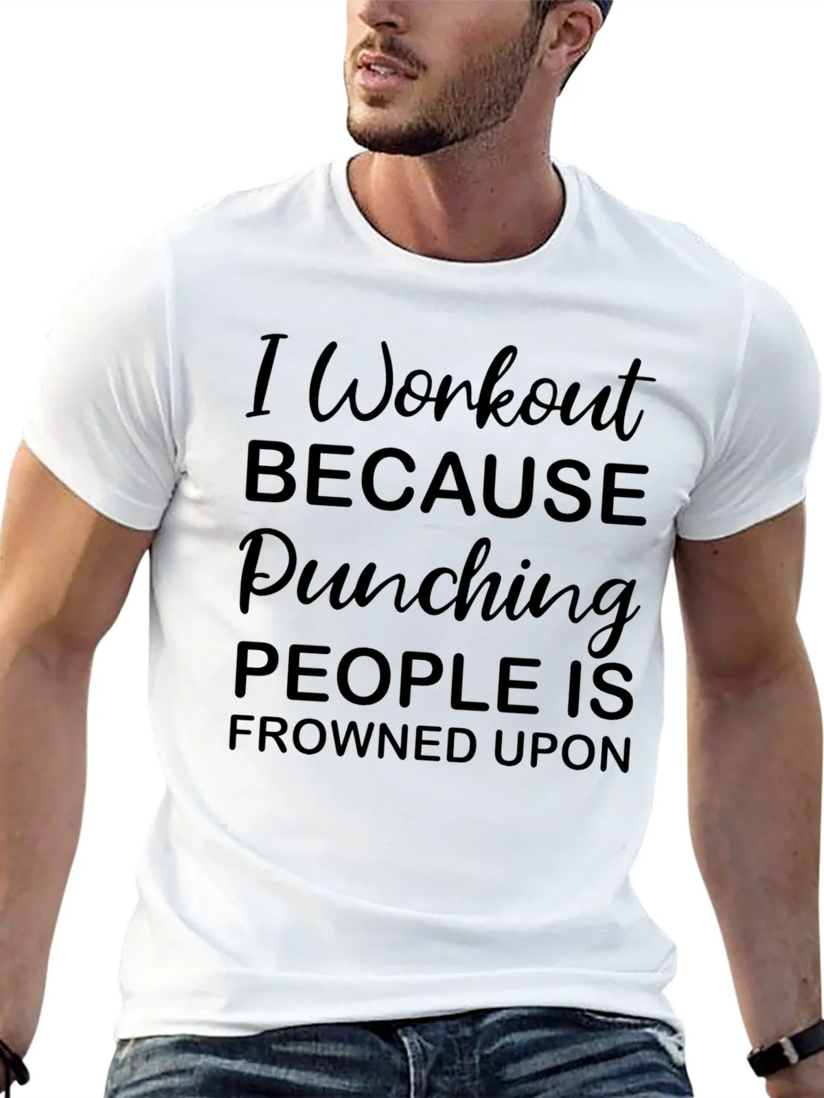 Workout Humor Tee - Punching Frowned Upon product image 12