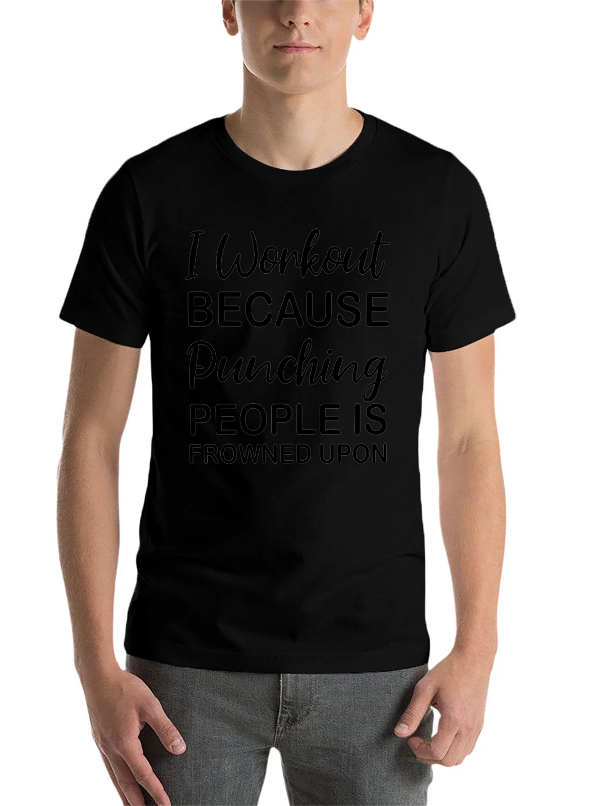 Workout Humor Tee - Punching Frowned Upon product image 4