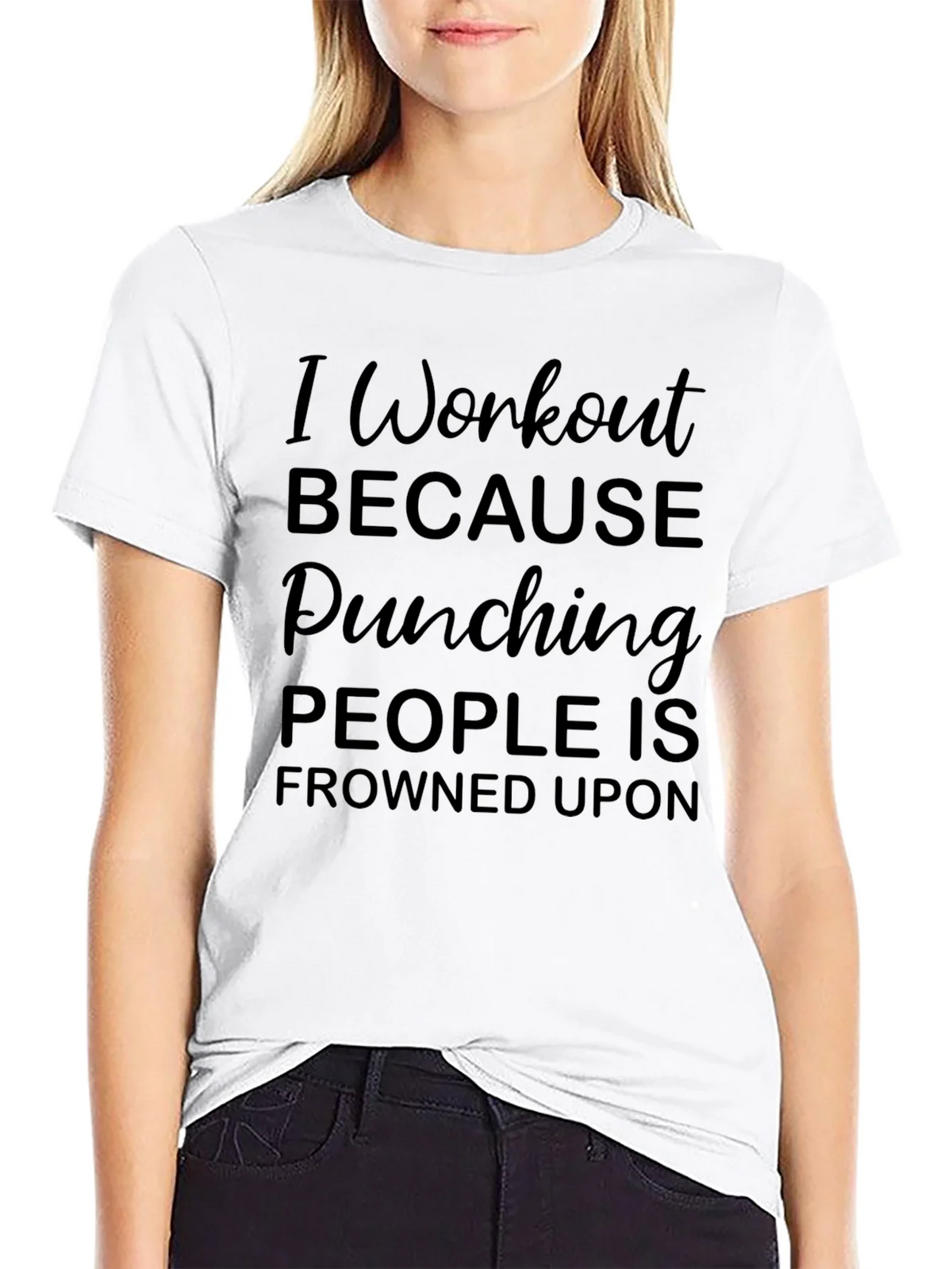 Workout Humor Tee - Punching Frowned Upon product image 8