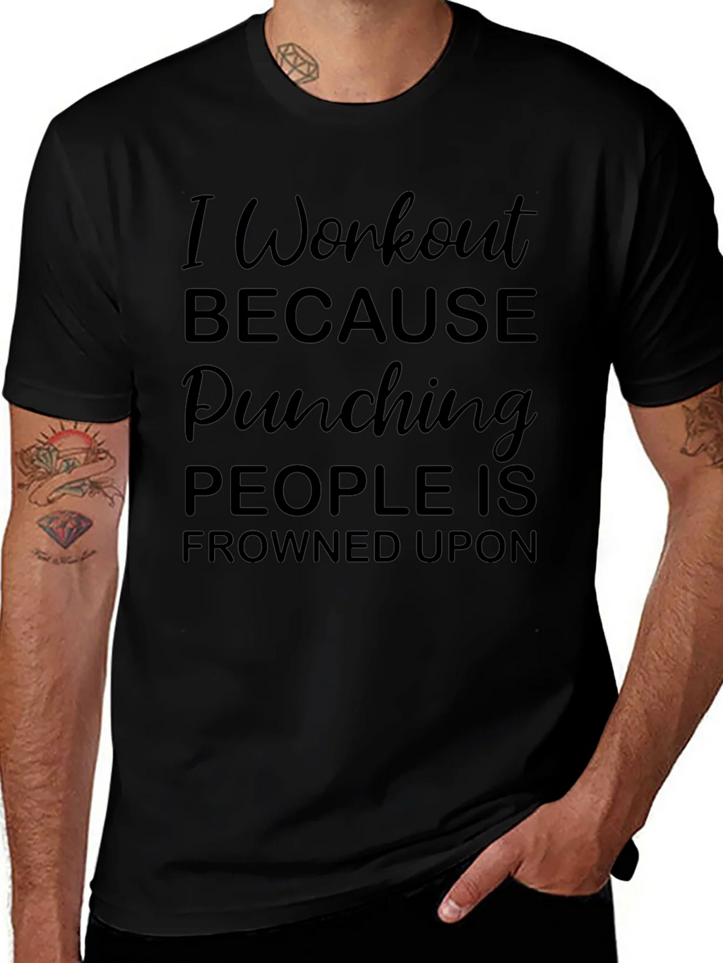 Workout Humor Tee - Punching Frowned Upon product image 1