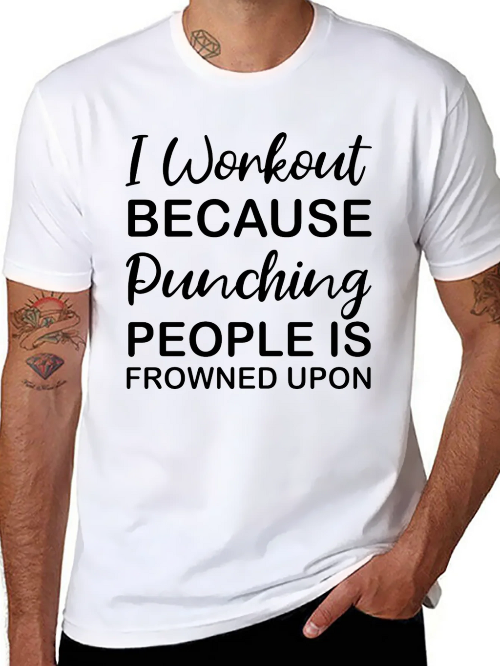 Workout Humor Tee - Punching Frowned Upon product image 7