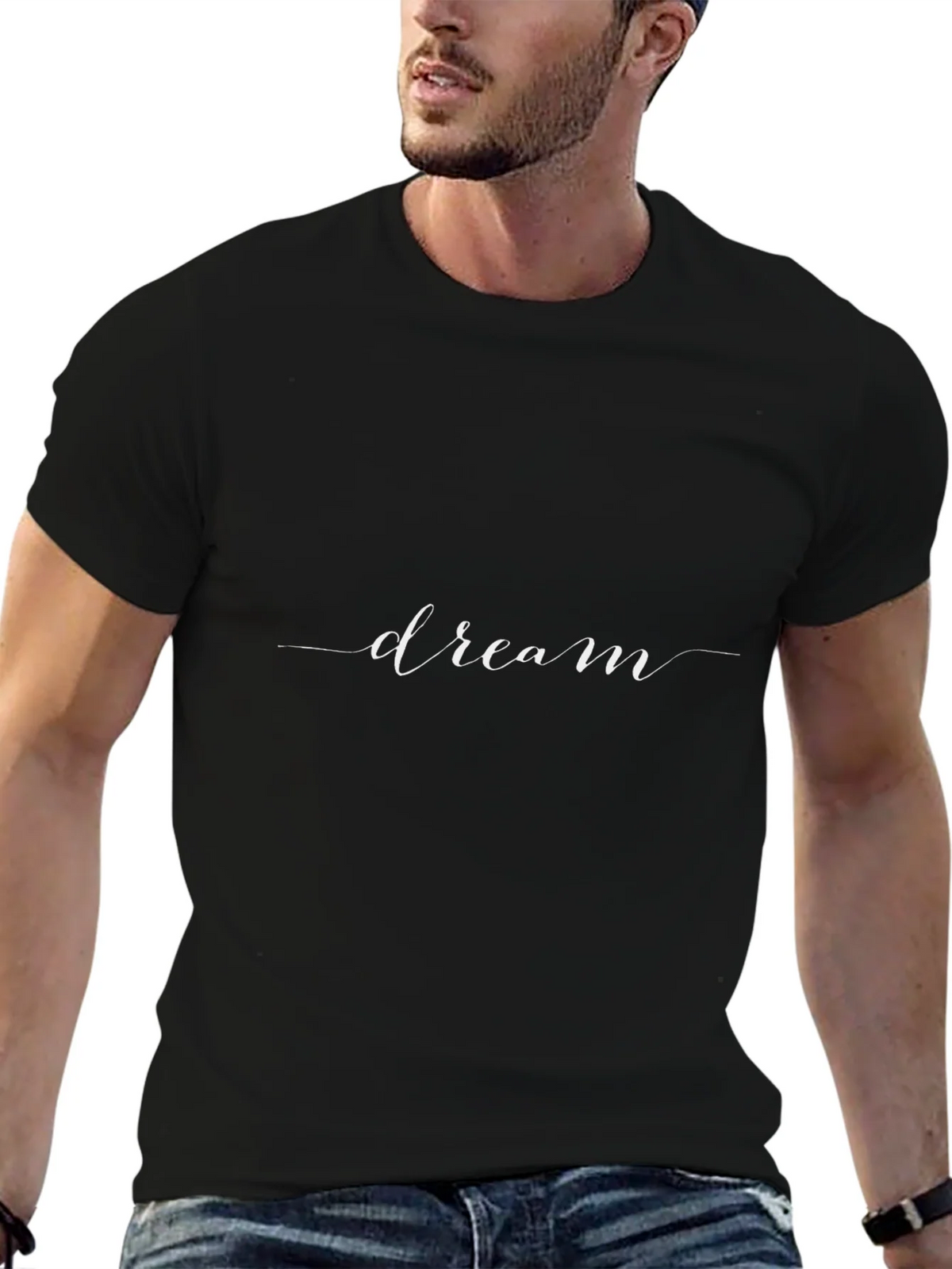 Dream Script Black Cotton Tee - Stylish Casual Comfort product image 5