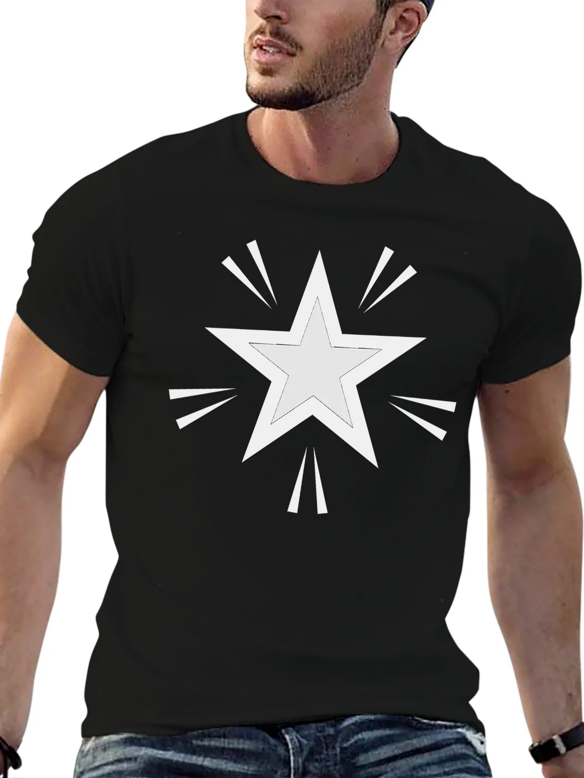 Star Burst Graphic Print Black T-Shirt product image 6
