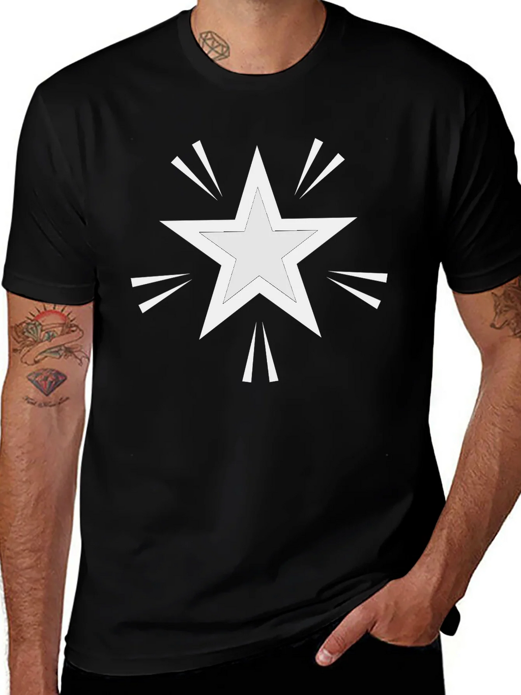 Star Burst Graphic Print Black T-Shirt product image 1