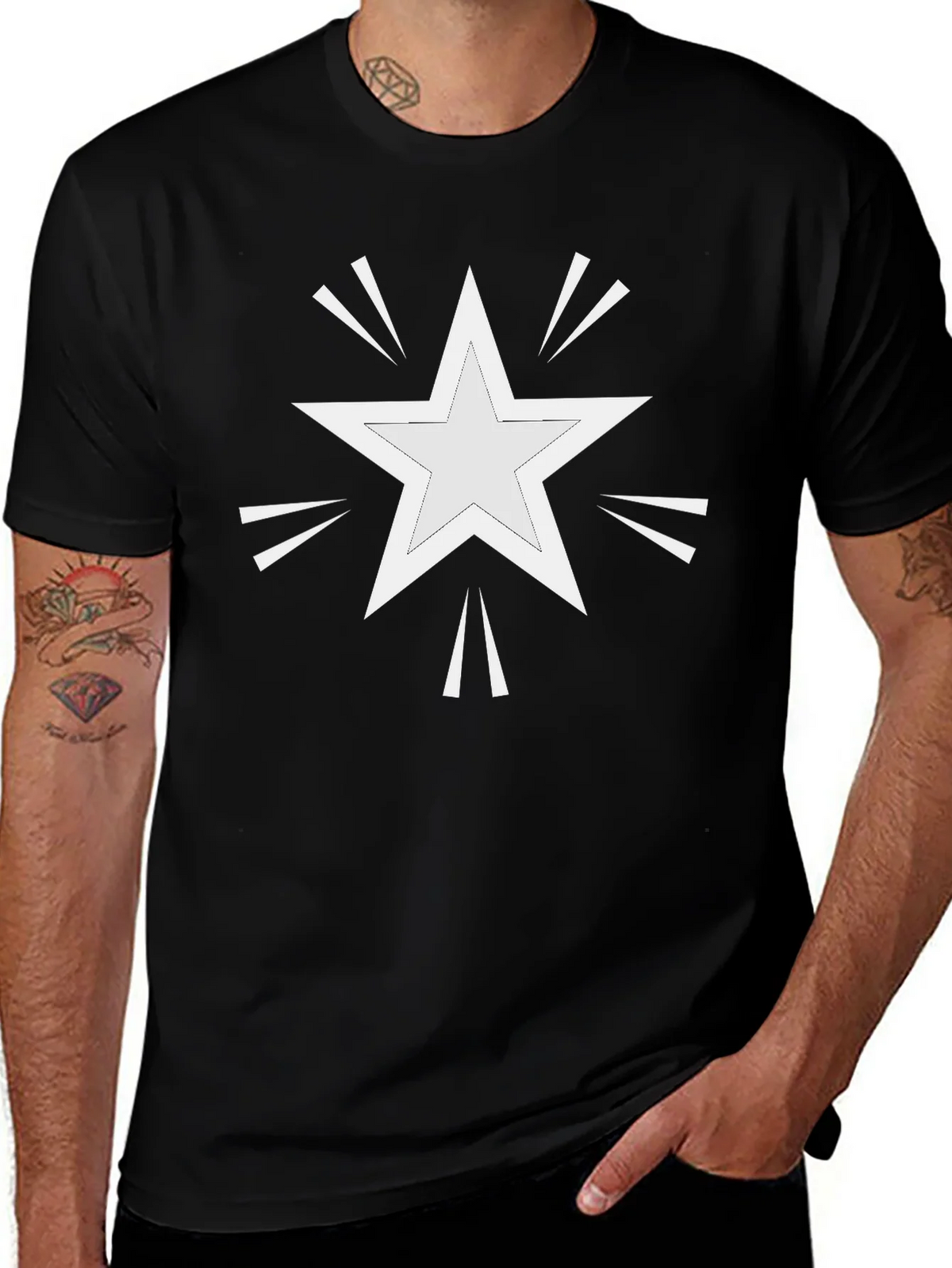 Star Burst Graphic Print Black T-Shirt product image 1