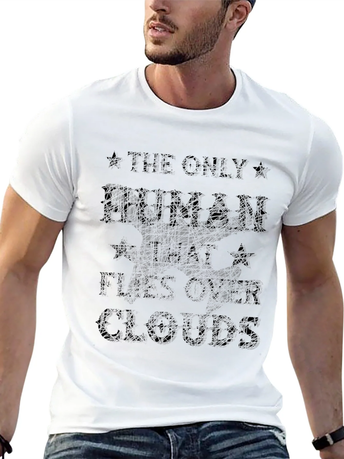 The Only Human That Flies Over Clouds Black T-Shirt product image 11