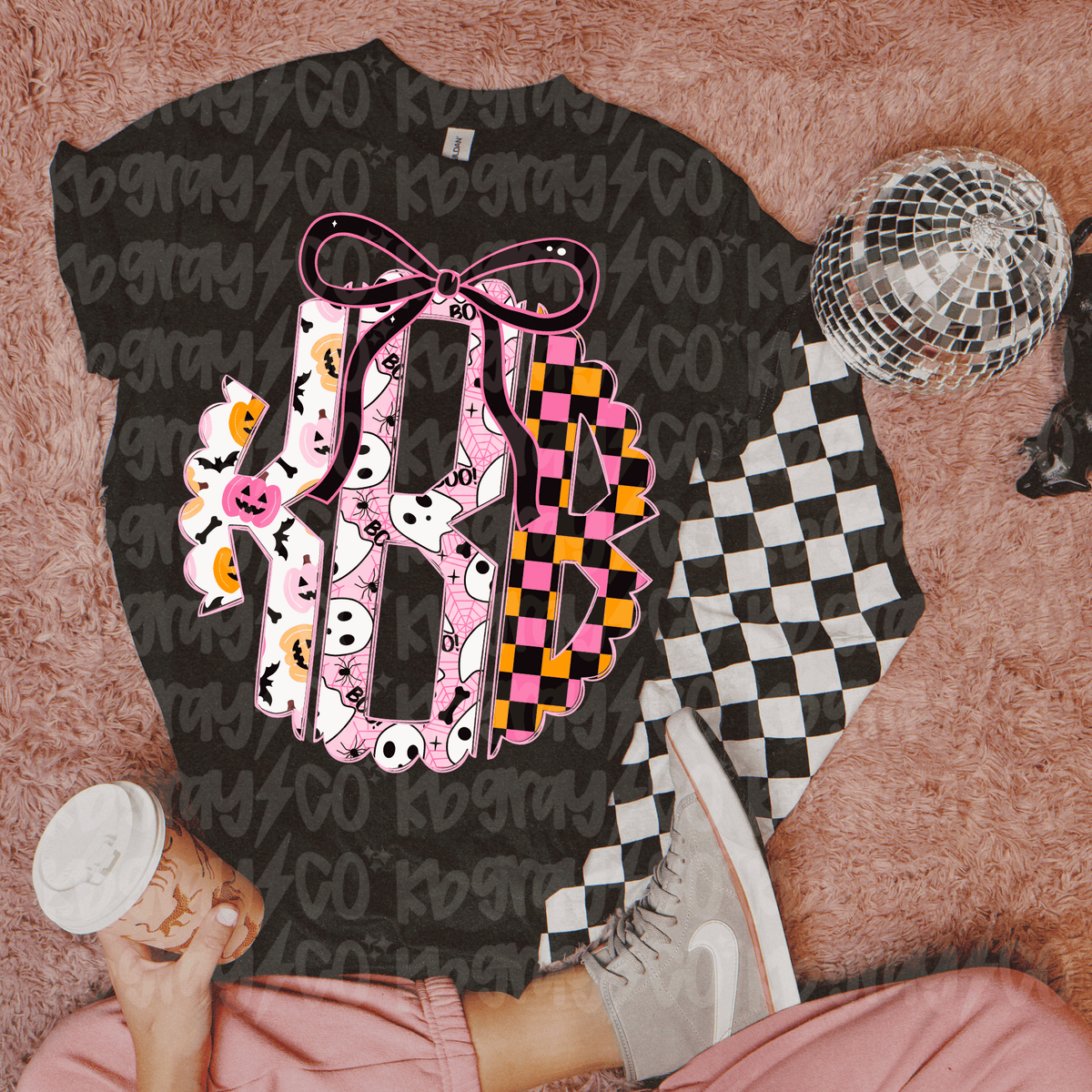 Custom Halloween Monogram - infant toddler and youth