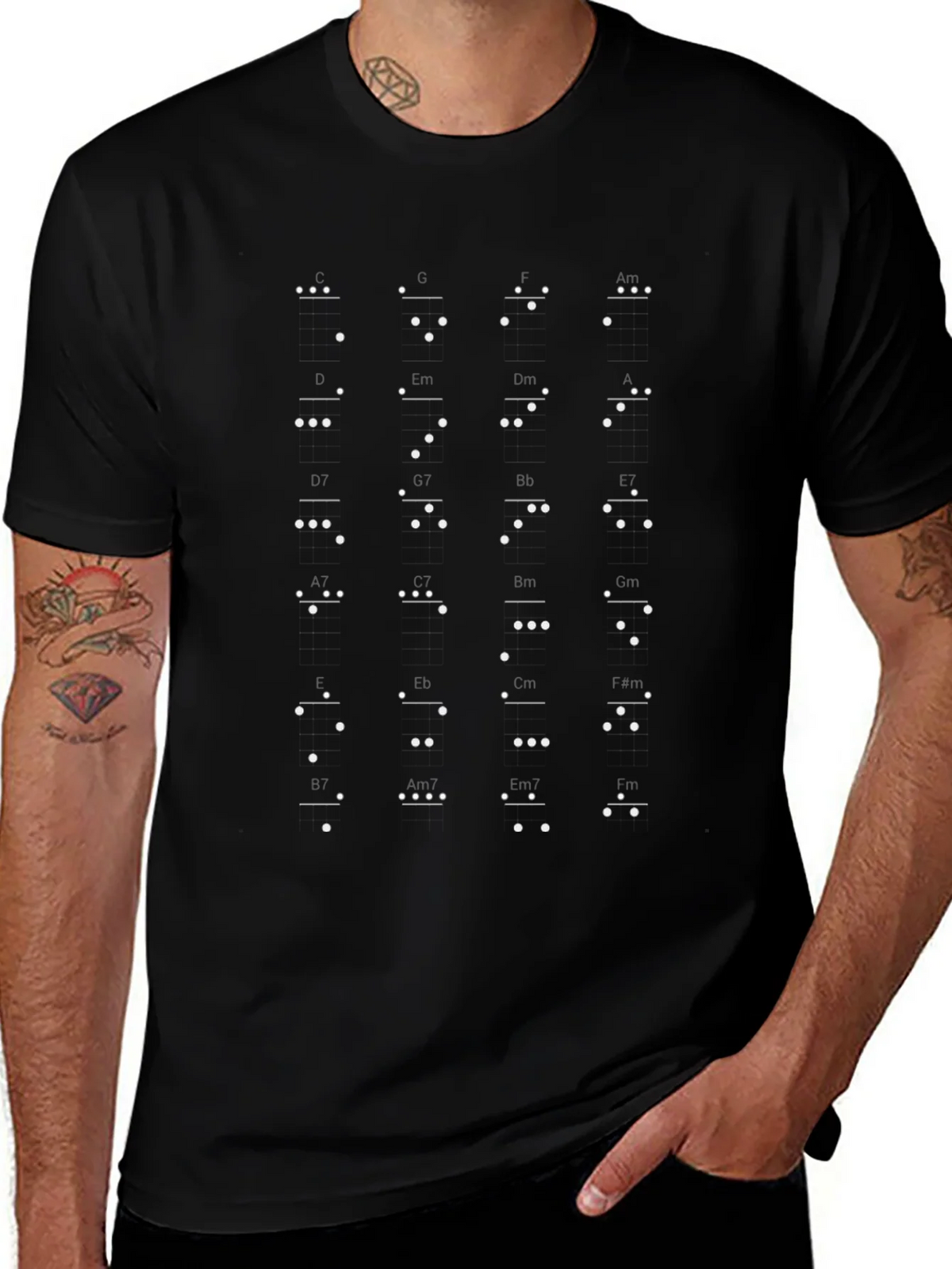 Music Chords Mayan Number System Black T-Shirt product image 1