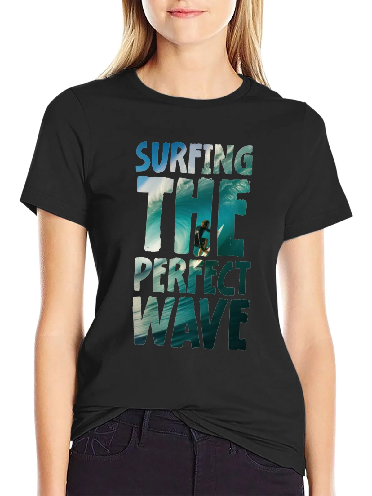 Surfing the Perfect Wave Graphic Tee - Black product image 2