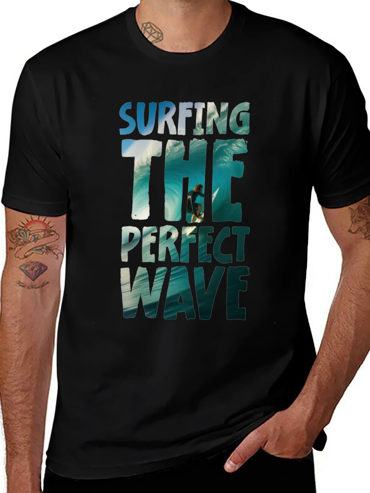 Surfing the Perfect Wave Graphic Tee - Black product image 1