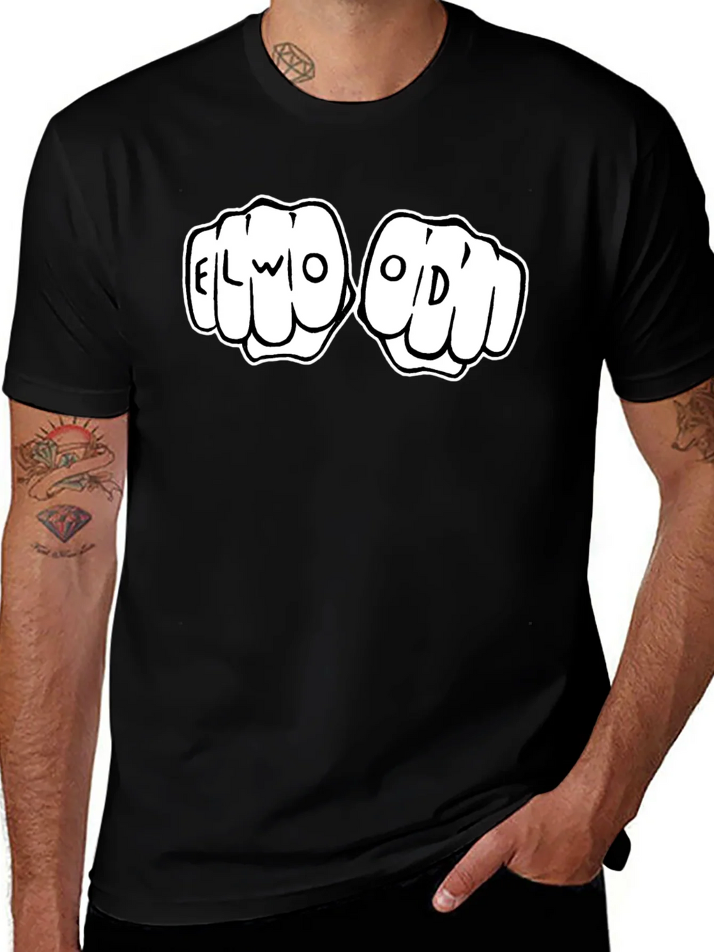 Elwood Fist Bump Graphic Tee - Black Cotton T-Shirt product image 1