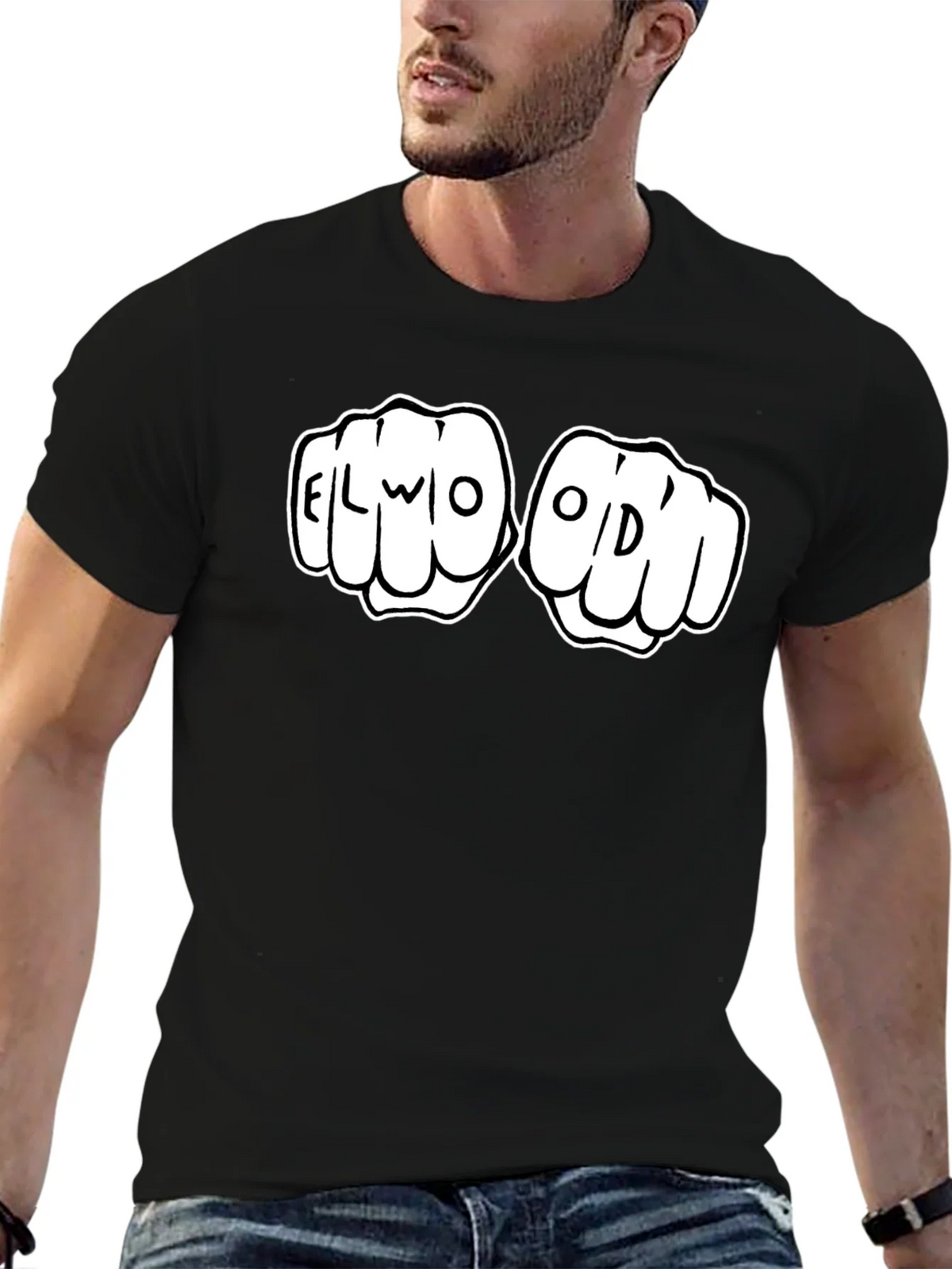 Elwood Fist Bump Graphic Tee - Black Cotton T-Shirt product image 6
