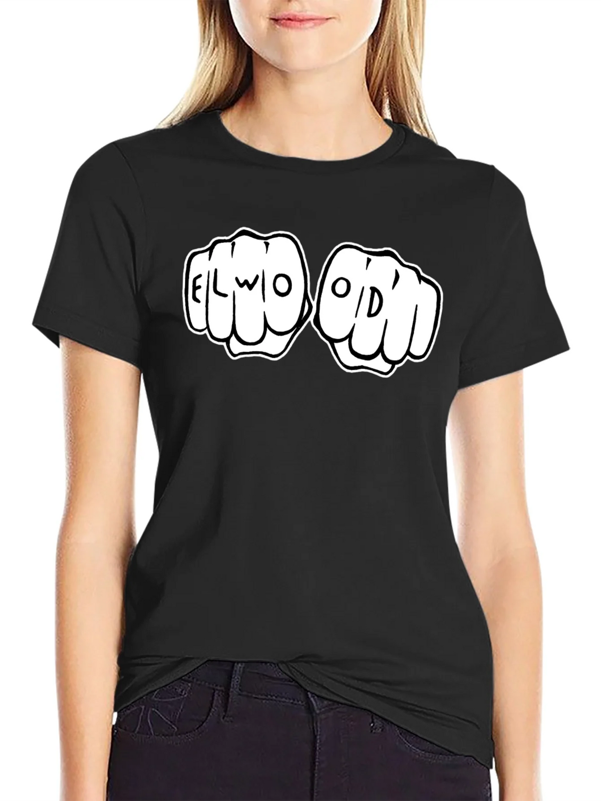 Elwood Fist Bump Graphic Tee - Black Cotton T-Shirt product image 2