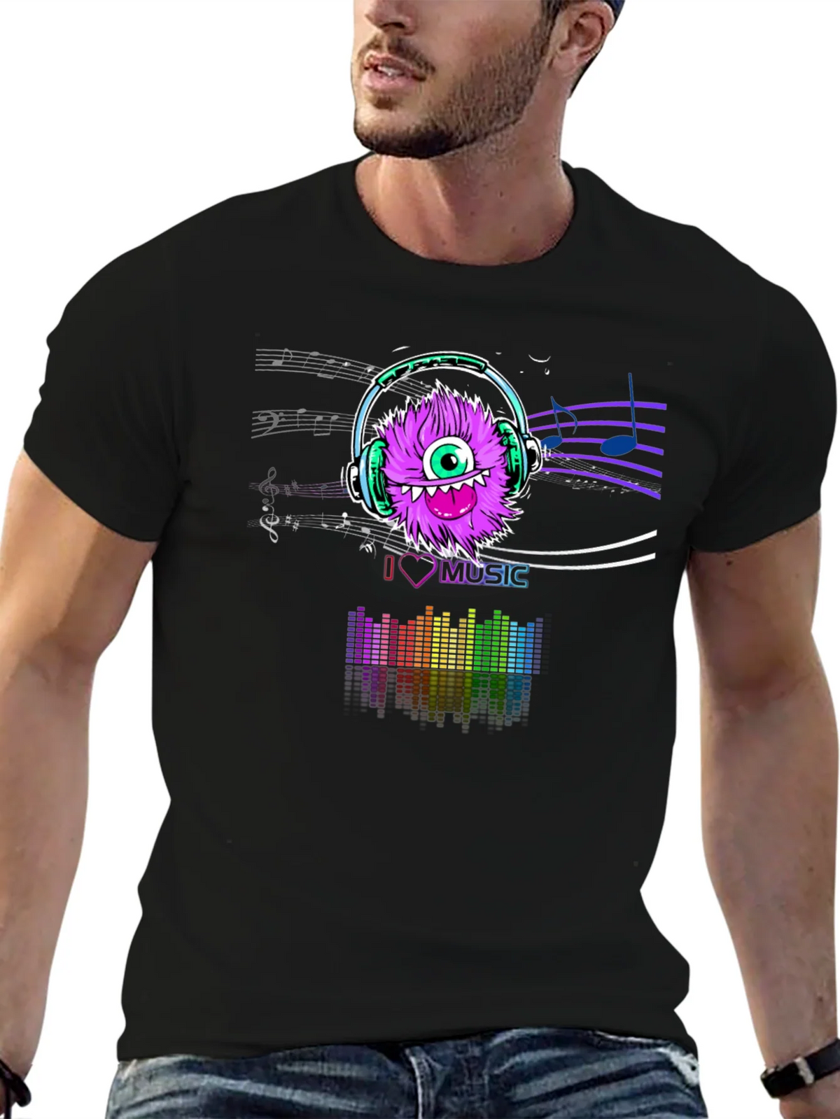 I Love Music T-Shirt - Purple Monster Graphic Tee product image 3