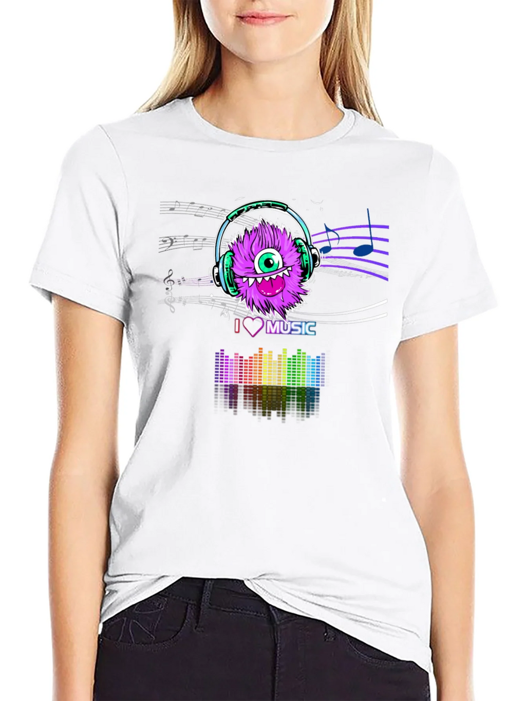 I Love Music T-Shirt - Purple Monster Graphic Tee product image 4