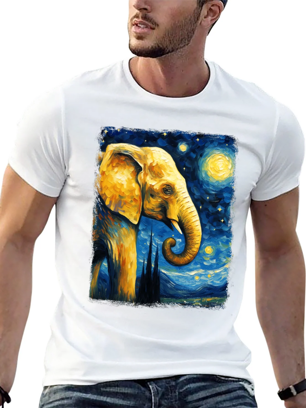 Starry Night Elephant Graphic T-Shirt - Unique Art Tee product image 11