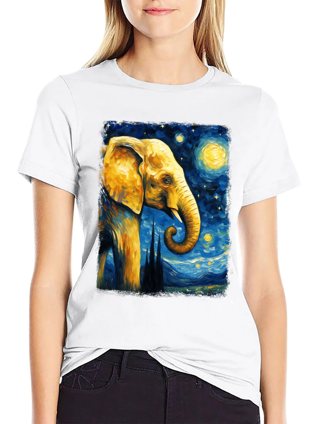 Starry Night Elephant Graphic T-Shirt - Unique Art Tee product image 8