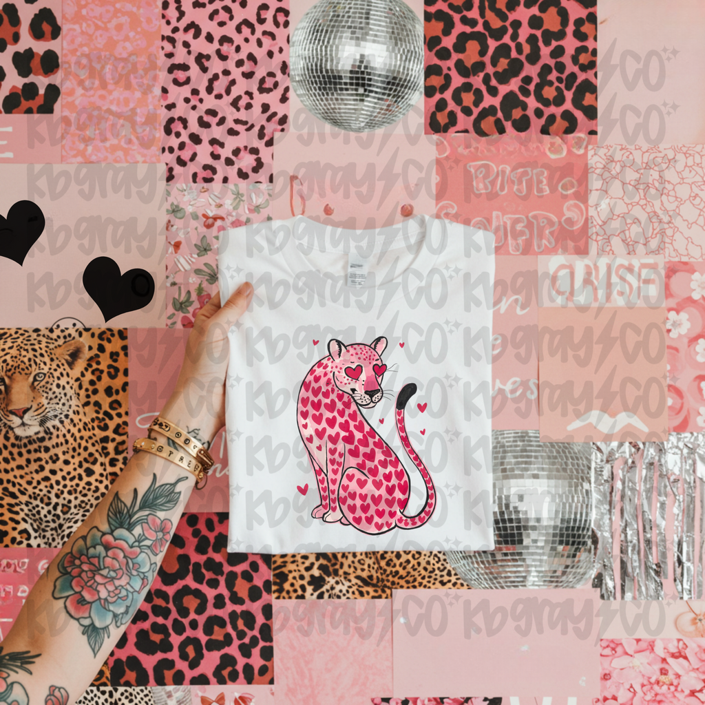 Pink heart leopard