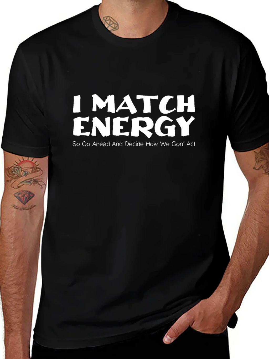 I Match Energy Black Graphic T-Shirt product image 1