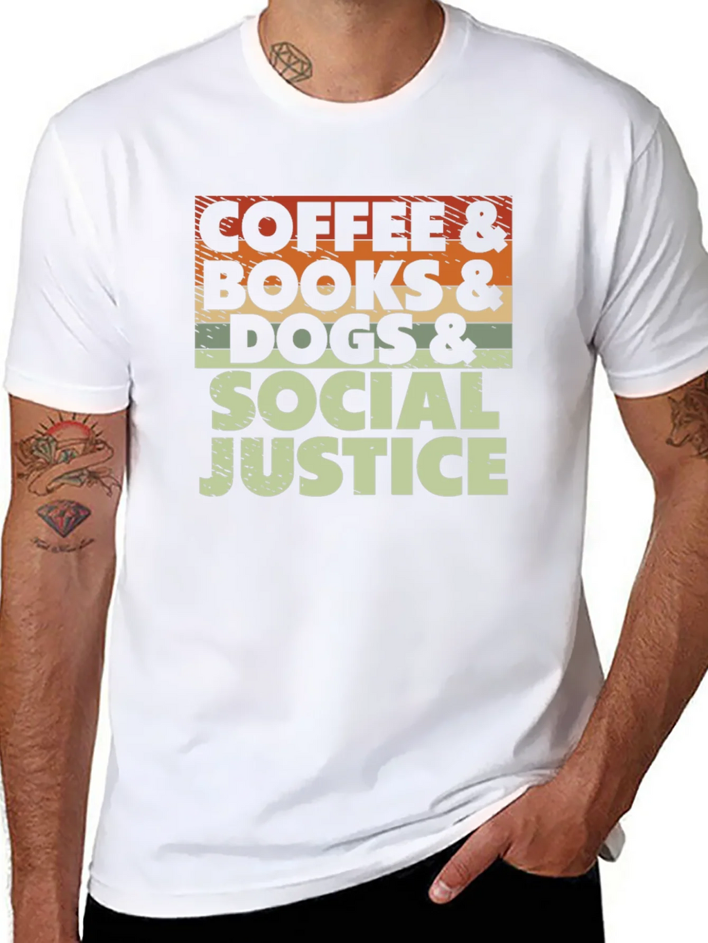 Coffee Books Dogs & Social Justice T-Shirt product image 5