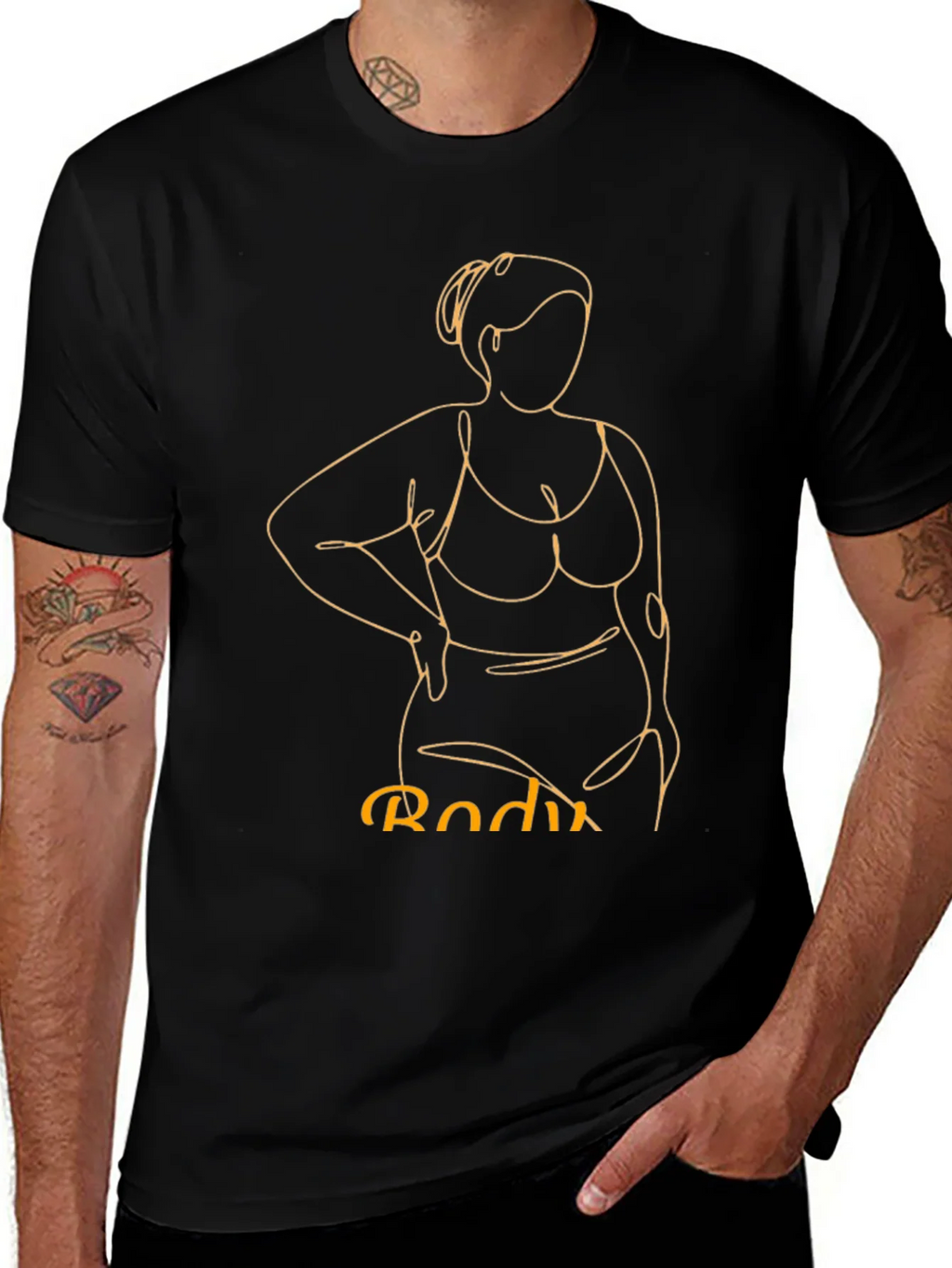 Body Positive Line Art Graphic Tee - Black product image 1