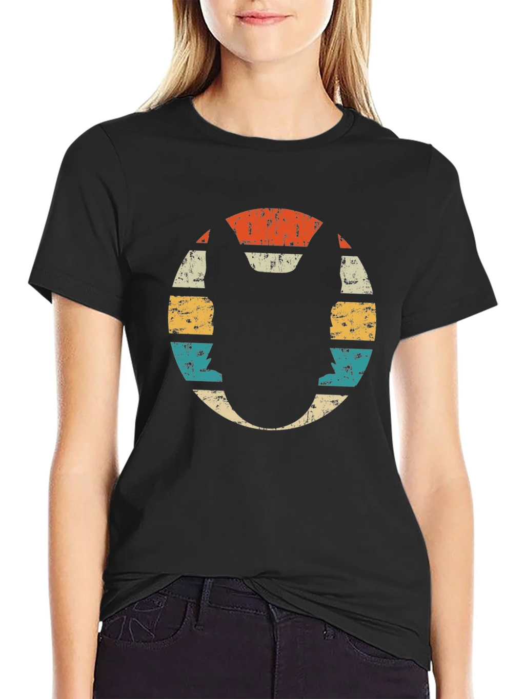 Retro Dog Silhouette Graphic Tee - Black Cotton T-Shirt product image 2