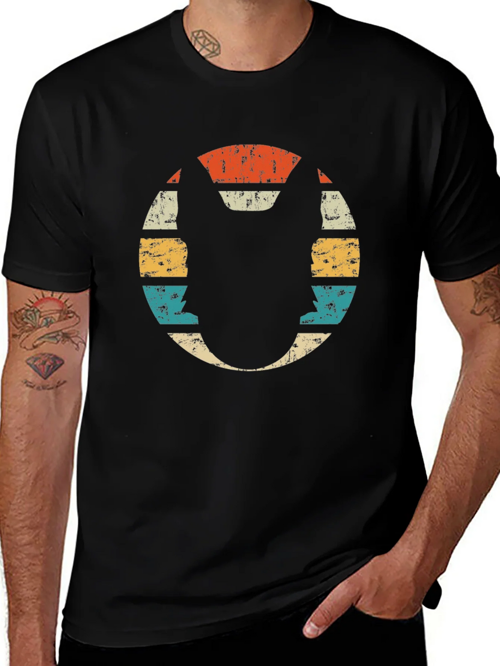 Retro Dog Silhouette Graphic Tee - Black Cotton T-Shirt product image 1