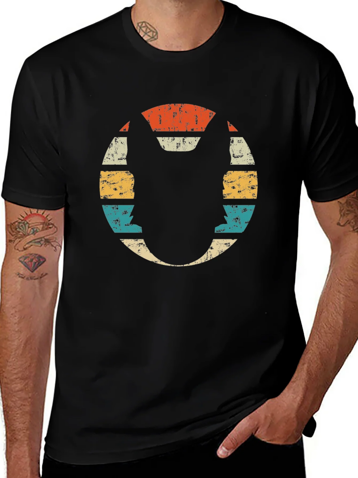 Retro Dog Silhouette Graphic Tee - Black Cotton T-Shirt product image 1