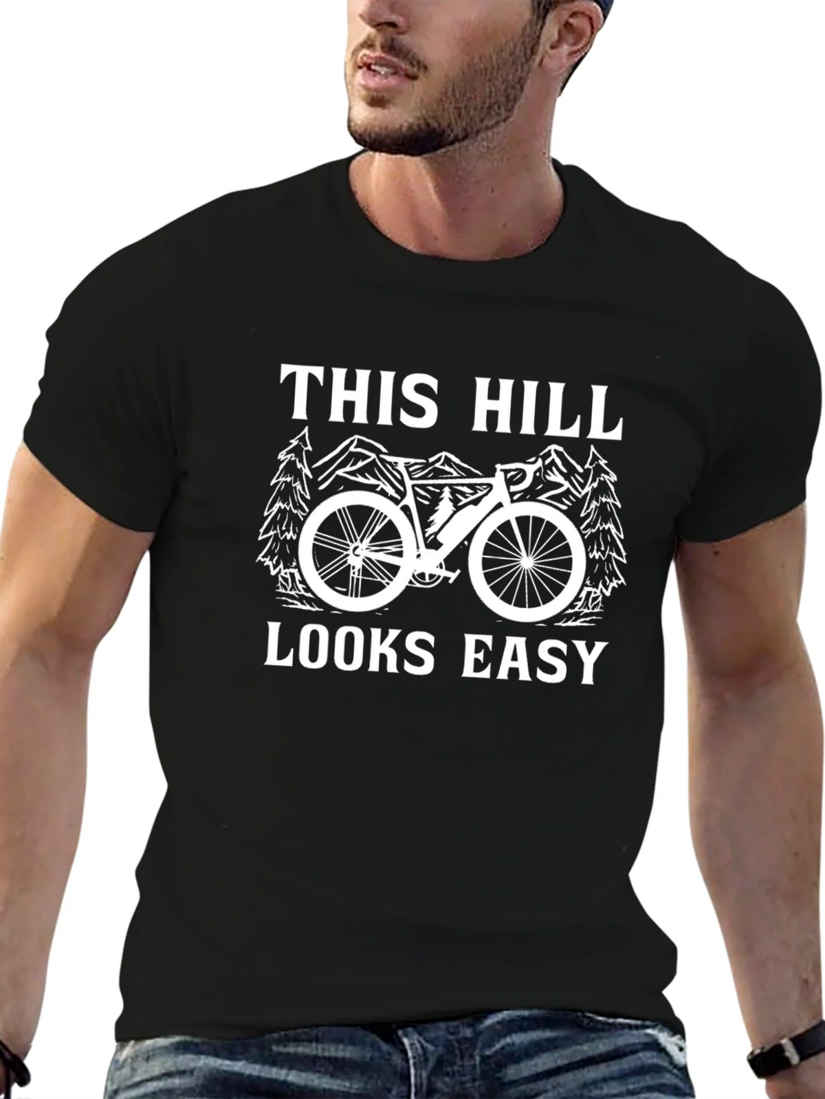 This Hill Looks Easy Black Graphic T-Shirt product image 6