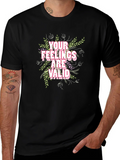 Floral Your Feelings Are Valid Black T-Shirt product image 1