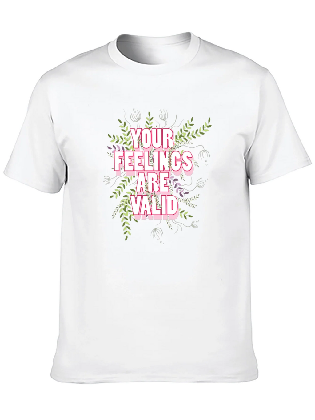 Floral Your Feelings Are Valid Black T-Shirt product image 6