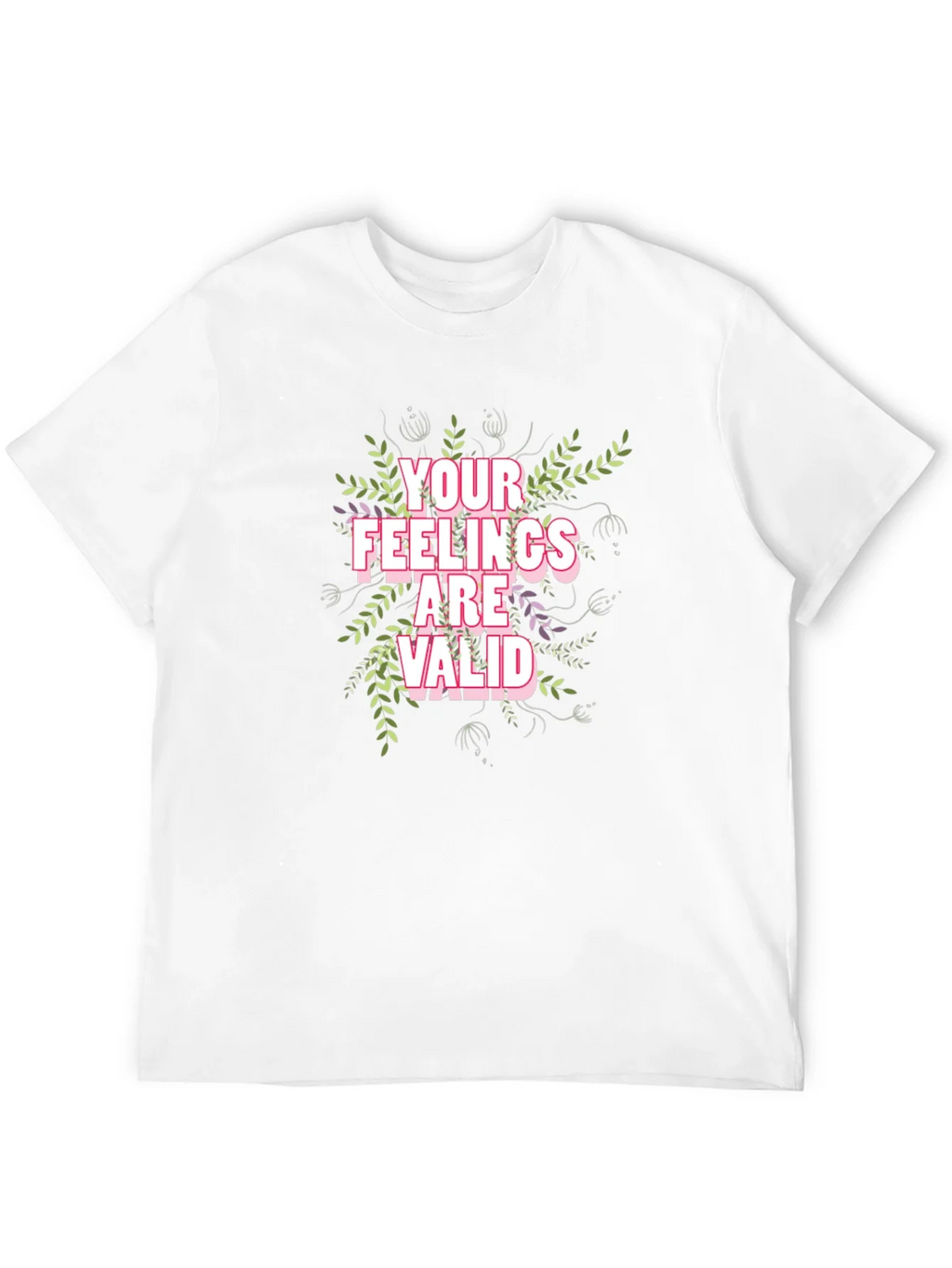 Floral Your Feelings Are Valid Black T-Shirt product image 8