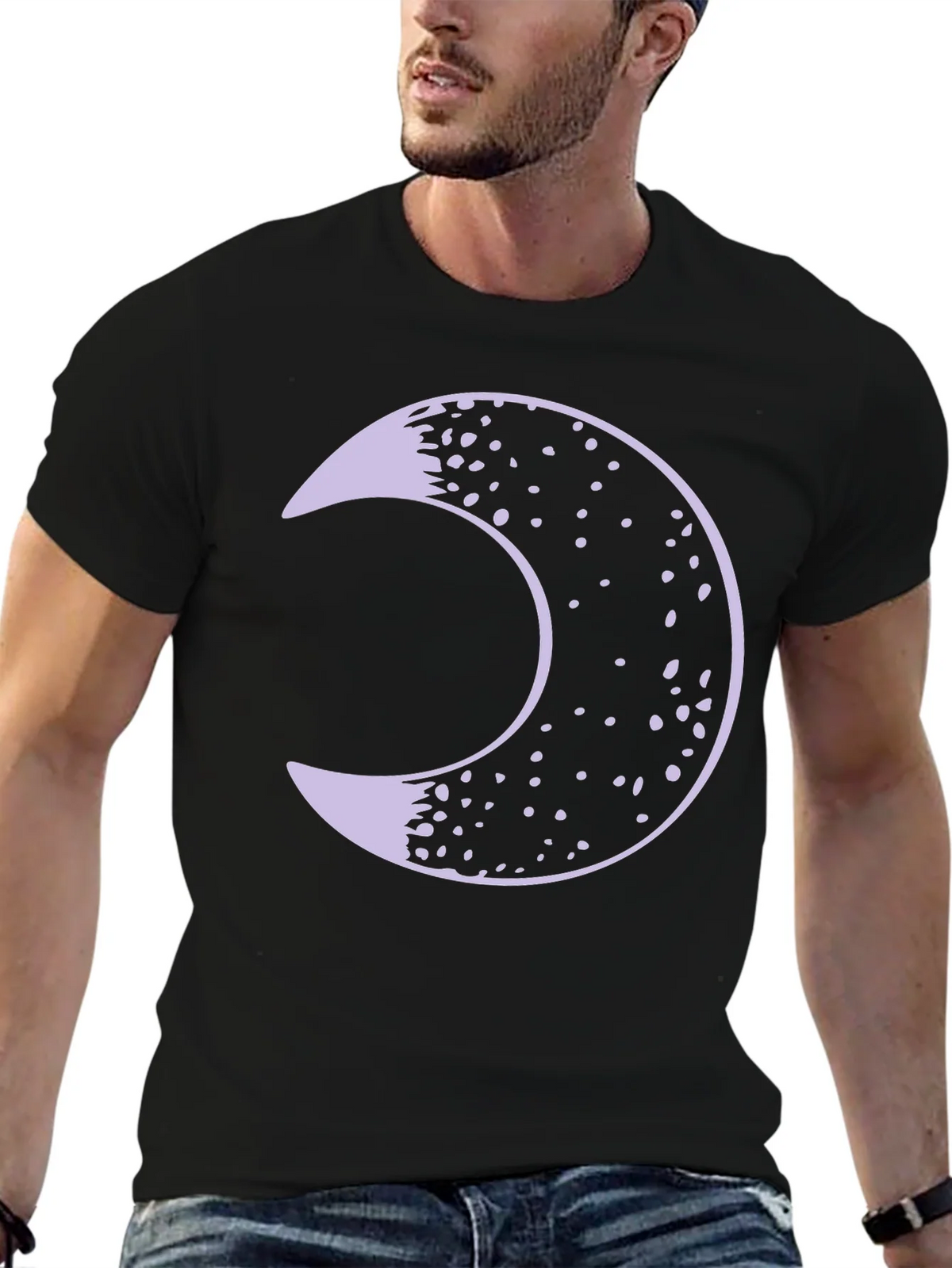 Crescent Moon Graphic Tee - Black Cotton Blend Shirt product image 6