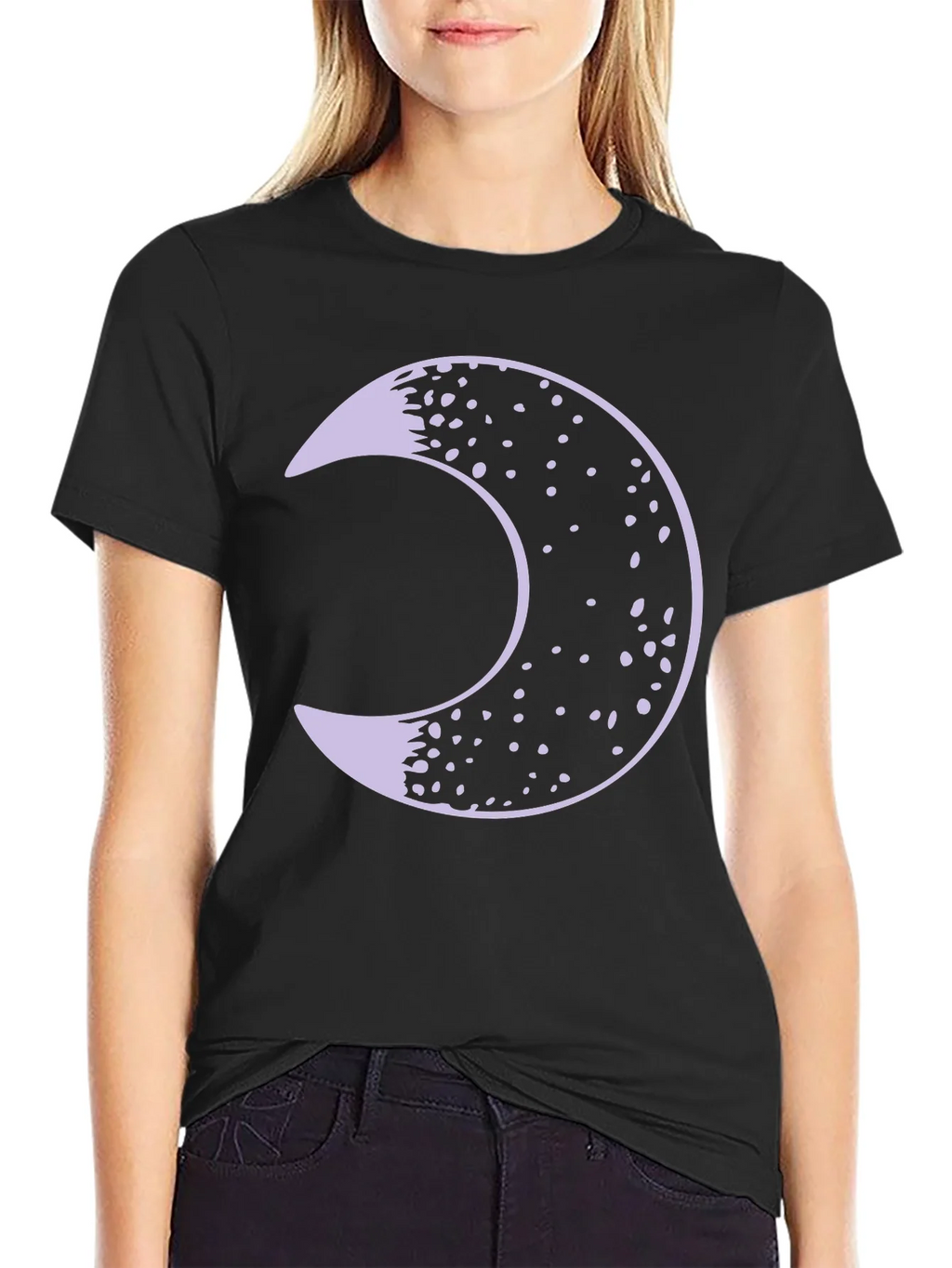Crescent Moon Graphic Tee - Black Cotton Blend Shirt product image 2