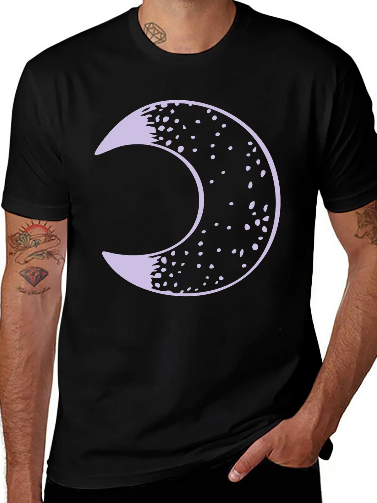 Crescent Moon Graphic Tee - Black Cotton Blend Shirt product image 1