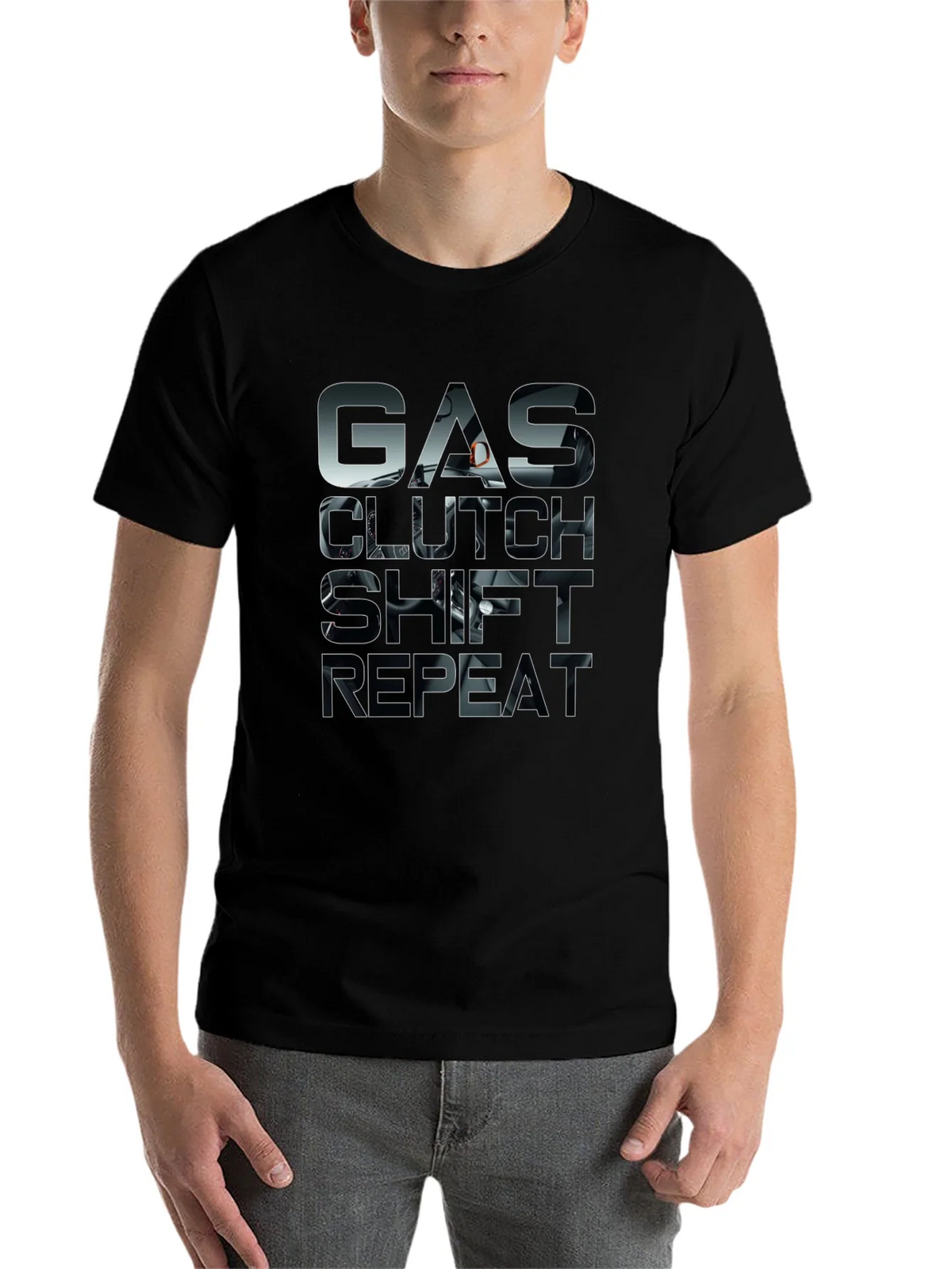 Gas Clutch Shift Repeat Black Graphic Tee product image 4