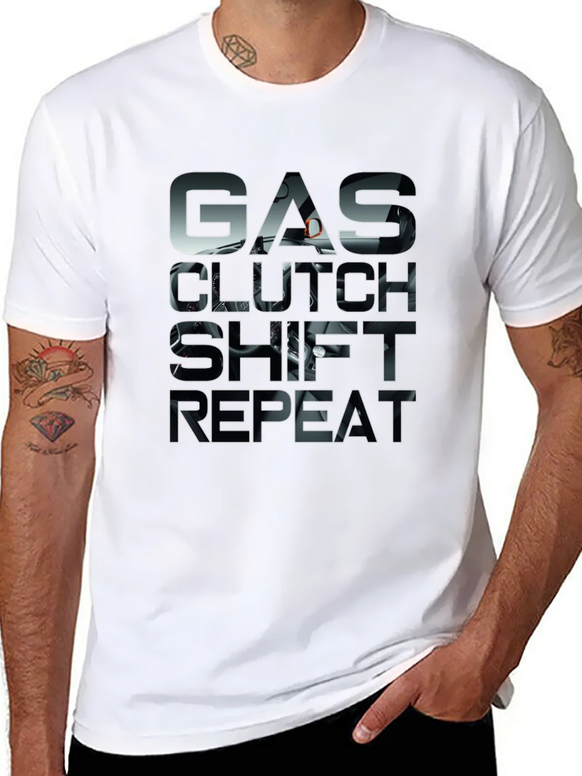 Gas Clutch Shift Repeat Black Graphic Tee product image 7