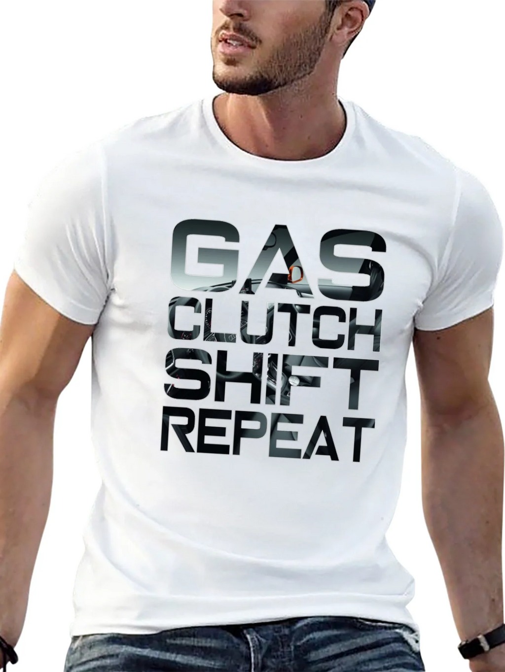 Gas Clutch Shift Repeat Black Graphic Tee product image 12