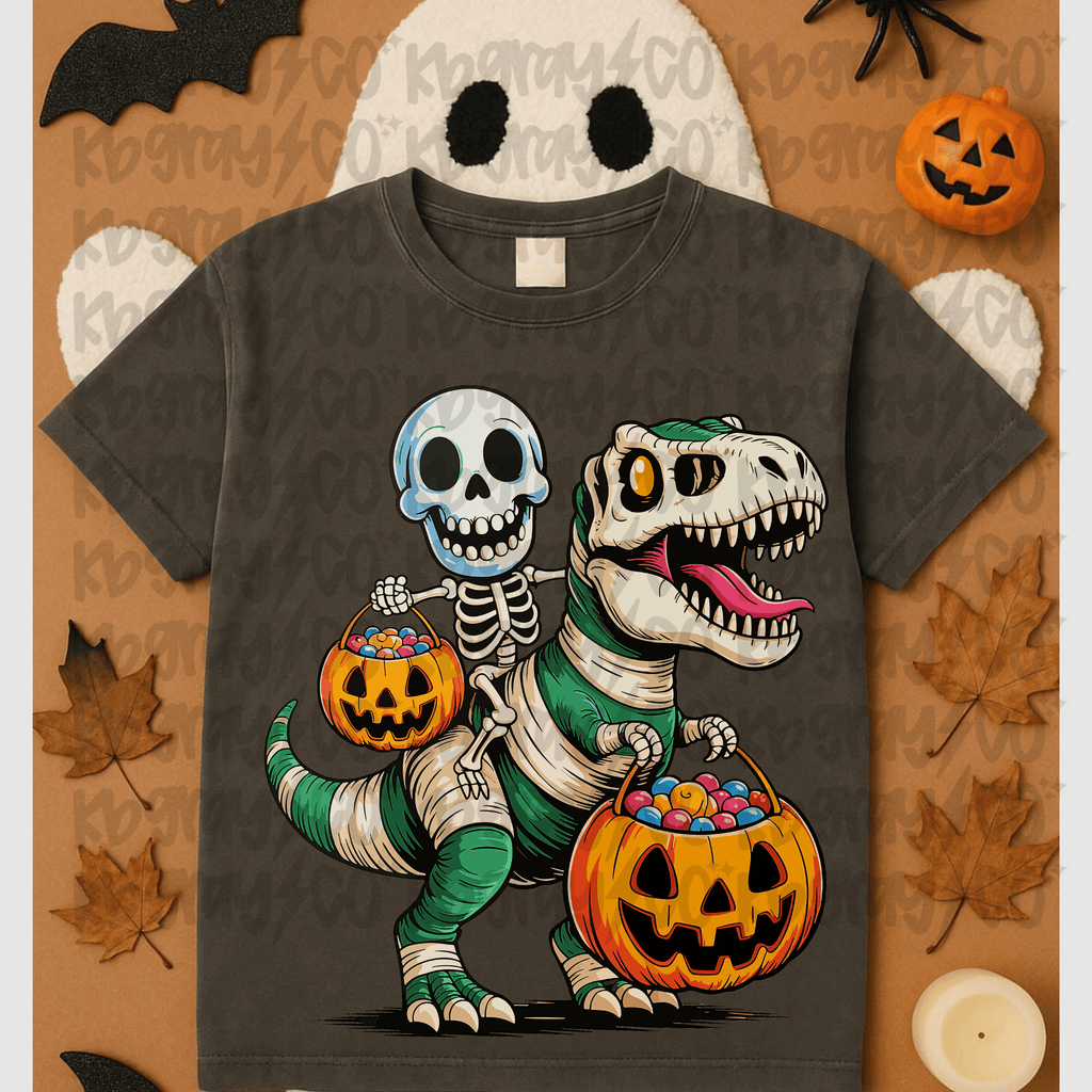 Skeleton on Dino mummy - infant toddler and youth