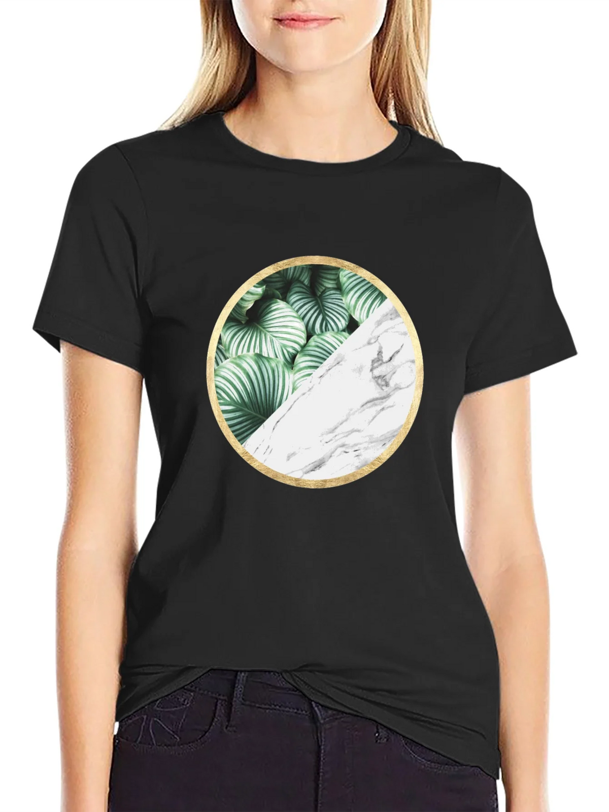 Nature Marble Circle Graphic Black Tee product image 2