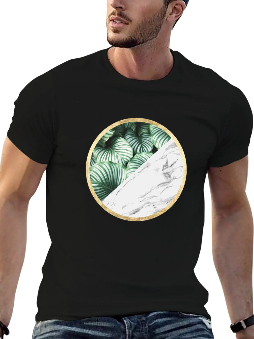 Nature Marble Circle Graphic Black Tee product image 6