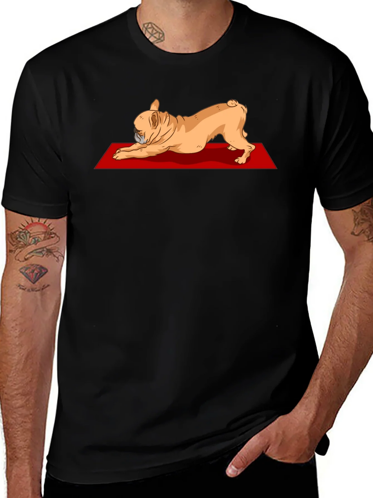 Yoga Dog Graphic Tee - Relaxed Fit Black T-Shirt product image 1