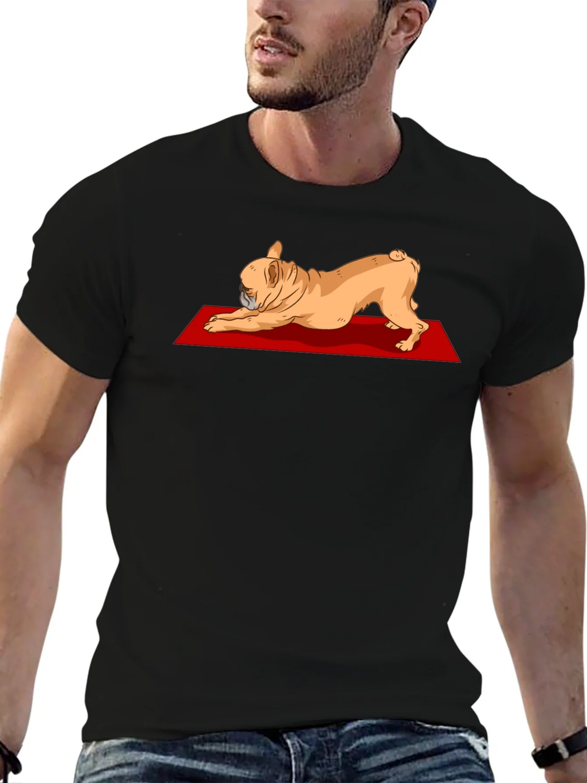 Yoga Dog Graphic Tee - Relaxed Fit Black T-Shirt product image 4