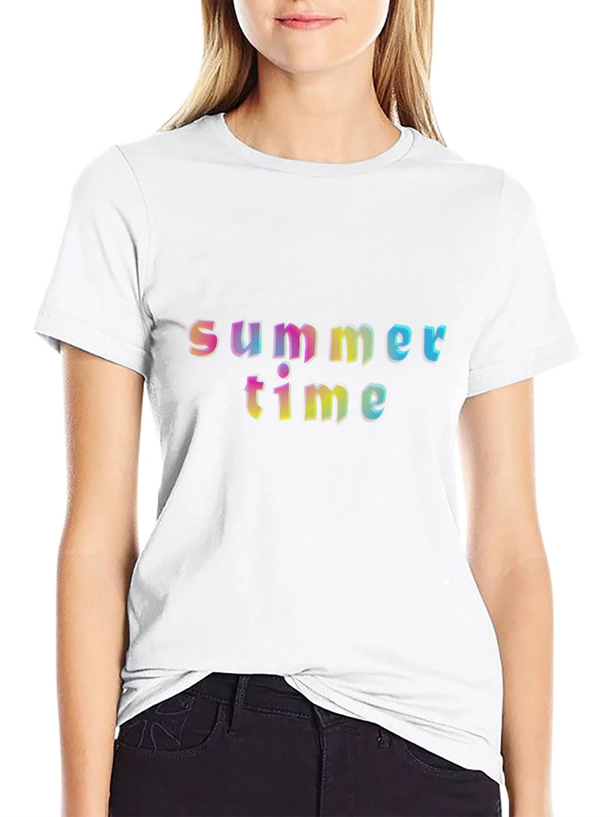 Summer Time Graphic T-Shirt - Rainbow Text Design product image 8