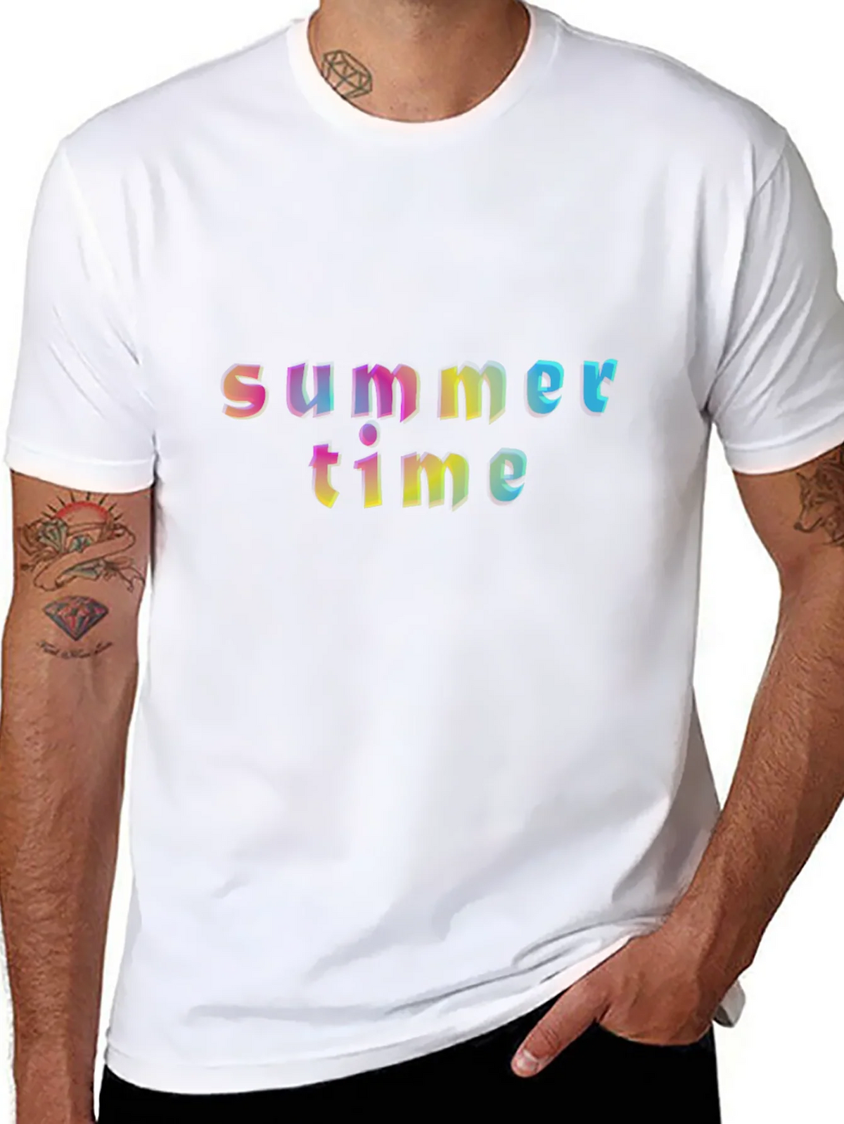 Summer Time Graphic T-Shirt - Rainbow Text Design product image 7