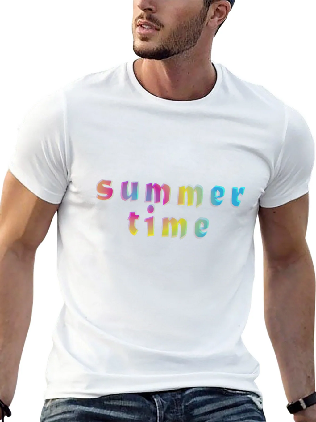 Summer Time Graphic T-Shirt - Rainbow Text Design product image 12