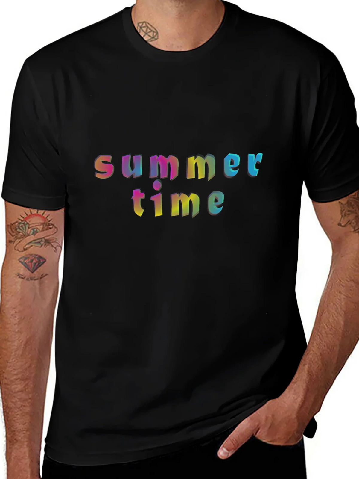 Summer Time Graphic T-Shirt - Rainbow Text Design product image 1