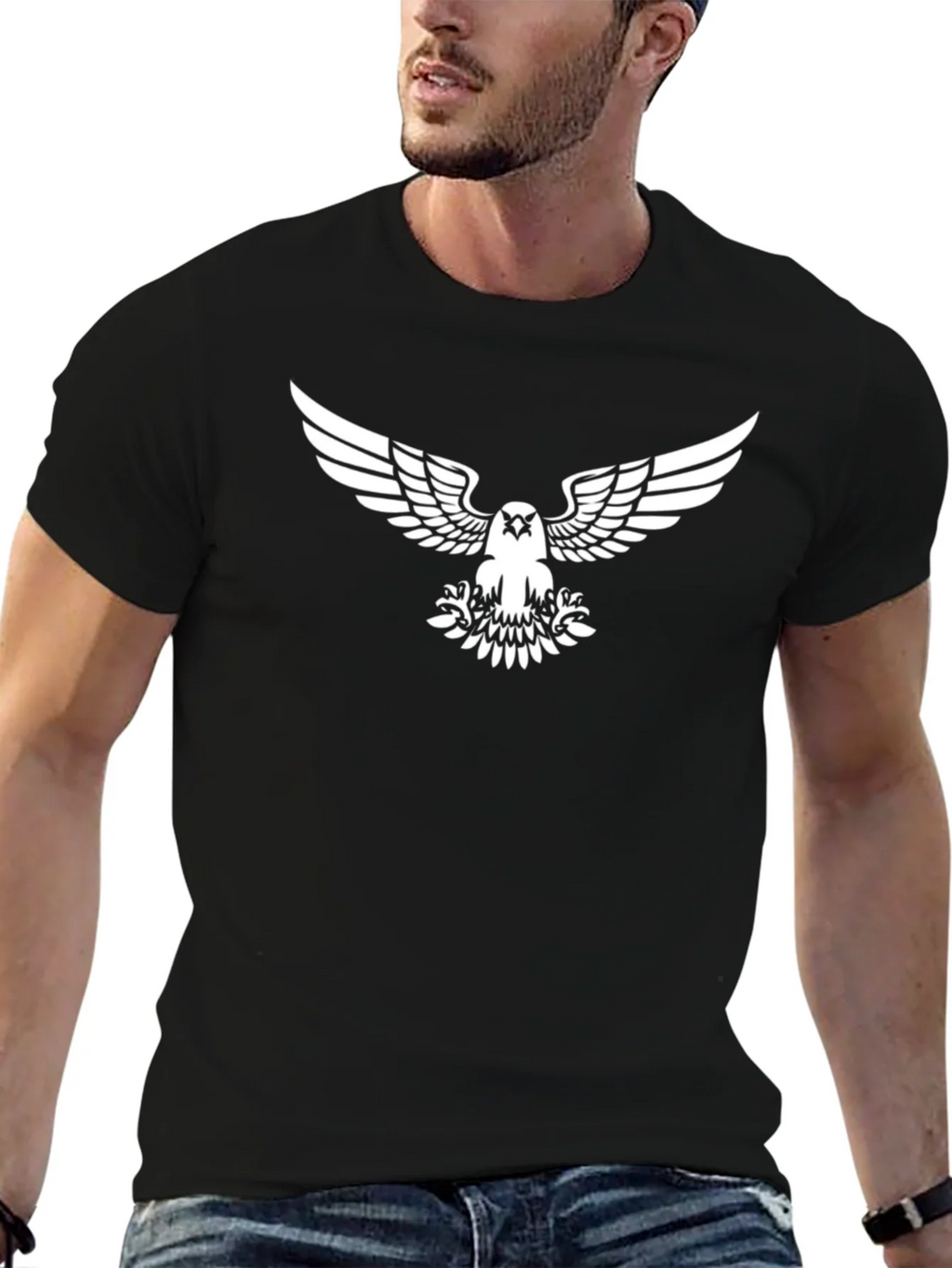 Eagle Graphic Print Black Cotton T-Shirt product image 4