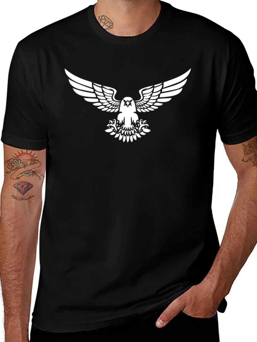 Eagle Graphic Print Black Cotton T-Shirt product image 1