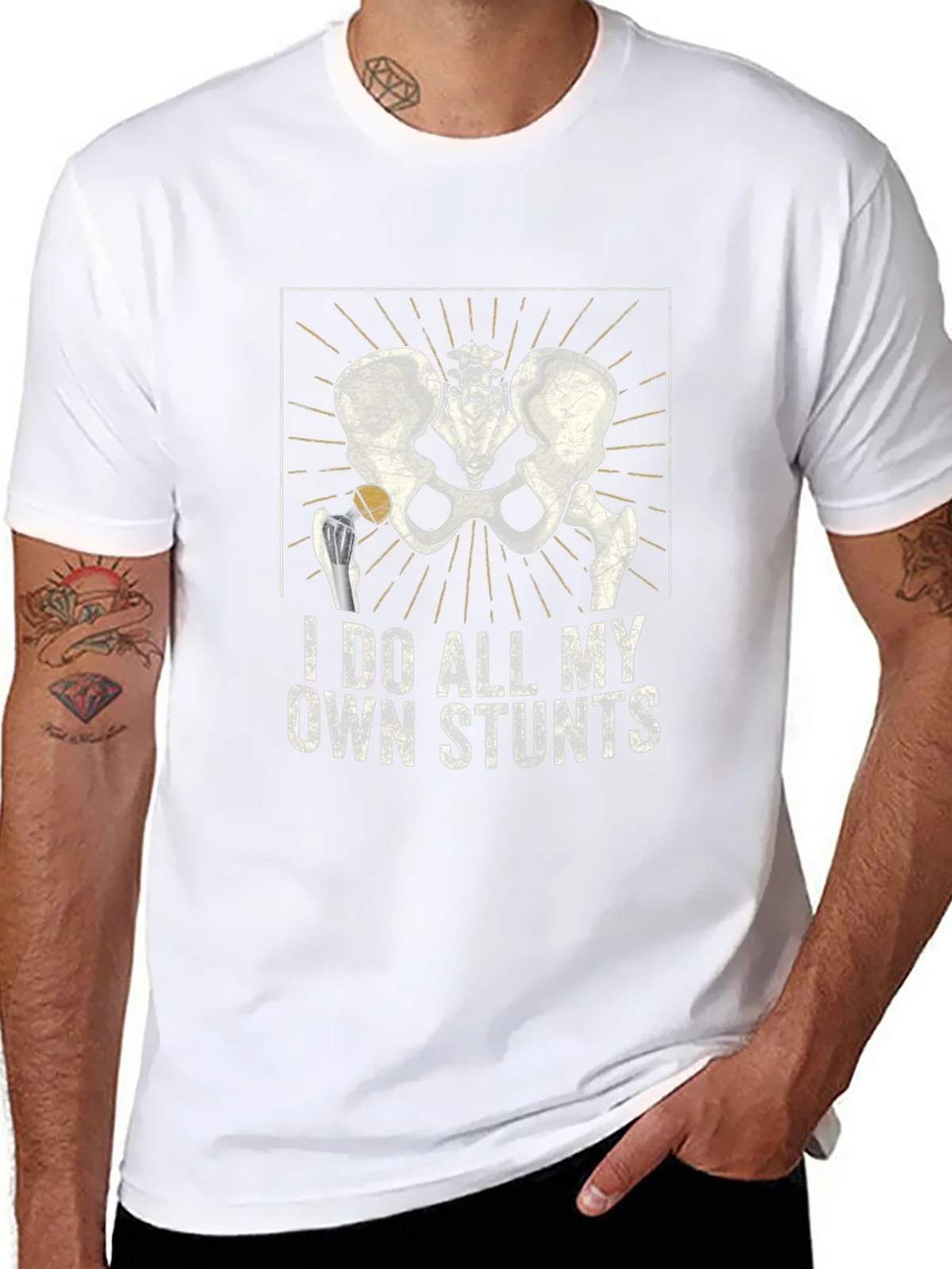I Do All My Own Stunts Skeleton Hip T-Shirt product image 7